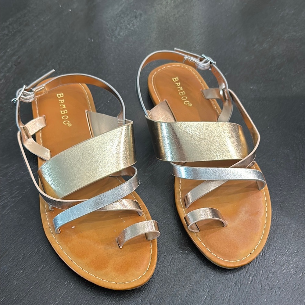 BAMBOO Gold and Silver Sandals